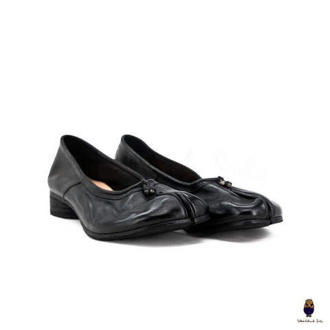 WoodchuckSato Black Horse Leather Tabi 3cm Heels