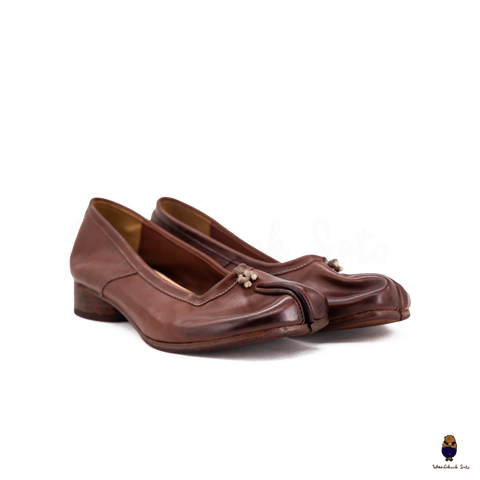 WoodchuckSato Mahogany Brown Horse Leather Tabi 3cm Heels