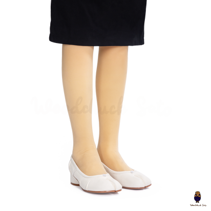 WoodChuckSato White Tabi Split-Toe Sheep Leather Mary Jane