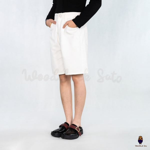 WoodchuckSato Black Fold-Heel Edge-Beaded Cowhide Leather Tabi Loafers with Removable Red Strap and Chunky Sole
