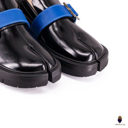 WoodChuckSato Women's Men's Black Tabi Split-Toe Cow Leather