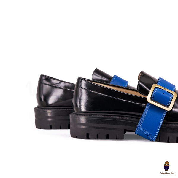 WoodChuckSato Mocassins noirs Tabi en cuir de vache à bout fendu avec semelle épaisse à crampons pour homme et femme, tailles EU 35-47