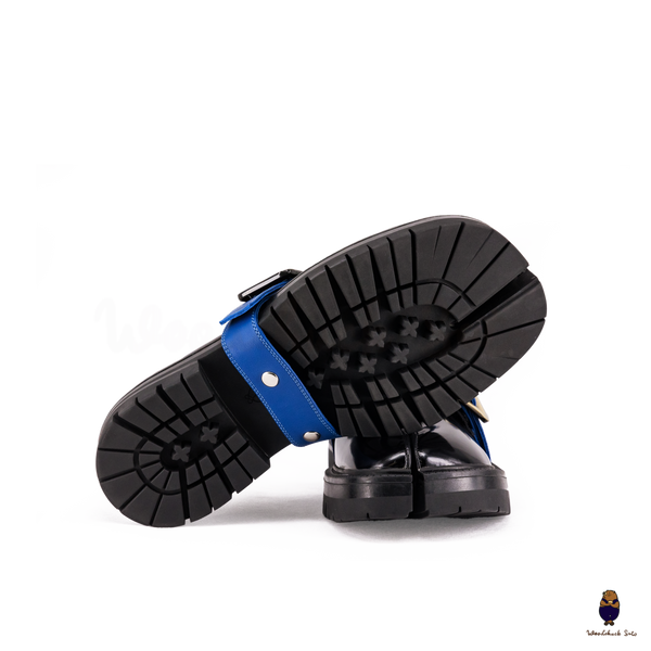 WoodChuckSato Mocassins noirs Tabi en cuir de vache à bout fendu avec semelle épaisse à crampons pour homme et femme, tailles EU 35-47