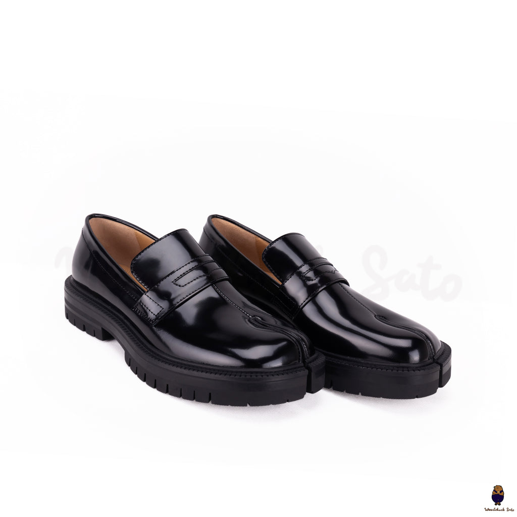 WoodchuckSato Tabi black split toe loafers flats with chunky cleated s WoodChuckSato