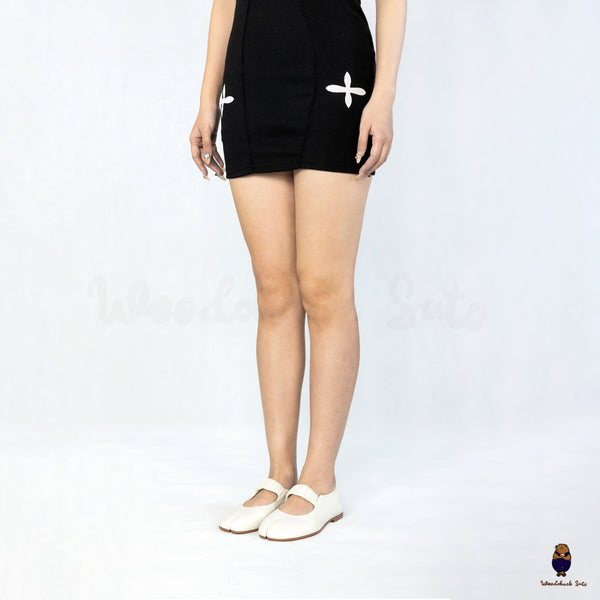 WoodchuckSato White Sheep Leather Elastic Tabi Ballet Flats