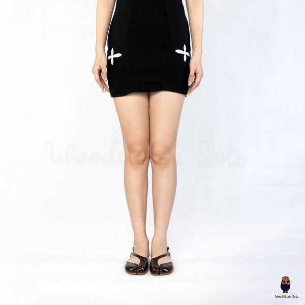 WoodchuckSato Dark Brown Film-Coated Cow Leather Tabi Slingback Sandals