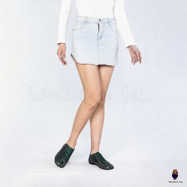 WoodchuckSato Dark Green Cow Leather German Trainer Tabi Sneakers