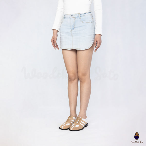 WoodchuckSato White Leather & Sand Suede Tabi Lace-Up Shoes