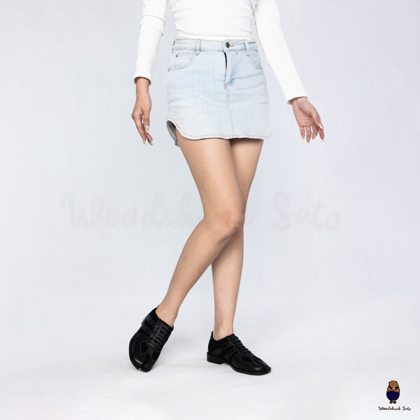 WoodchuckSato Black Leather & Suede Tabi Lace-Up Shoes