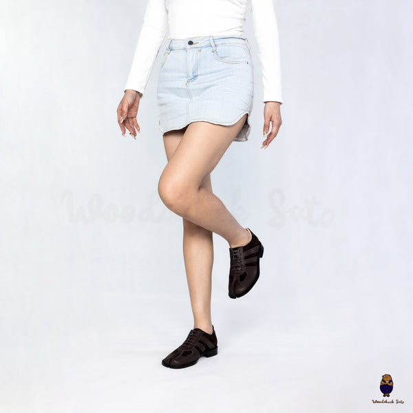 WoodchuckSato Dark Brown Leather & Suede Tabi Lace-Up Shoes