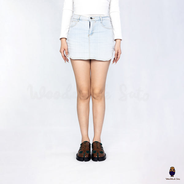 WoodchuckSato Brown Leather & Green Suede Platform Tabi Lace-Up Shoes