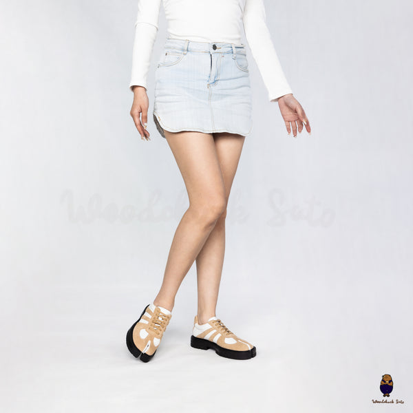 WoodchuckSato White & Sand Suede Platform Tabi Lace-Up Shoes