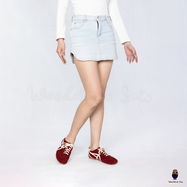 WoodchuckSato Wine Red Suede German Trainer Tabi Split Toe Shoes