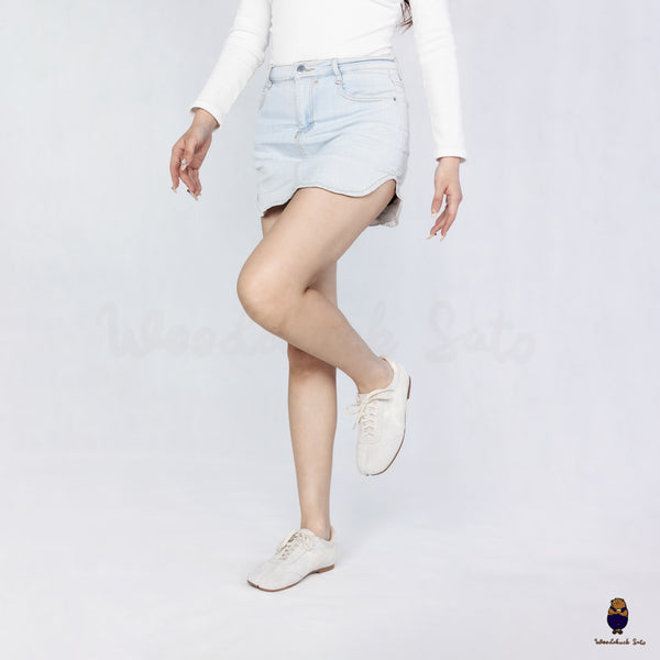 WoodchuckSato White Cow Leather German Trainer Tabi Sneakers