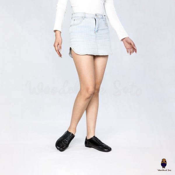 WoodchuckSato Black Cow Leather German Trainer Tabi Sneakers