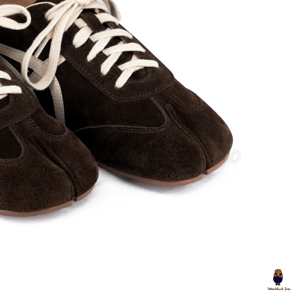 WoodchuckSato Dark Brown Suede German Trainer Tabi Split Toe Shoes