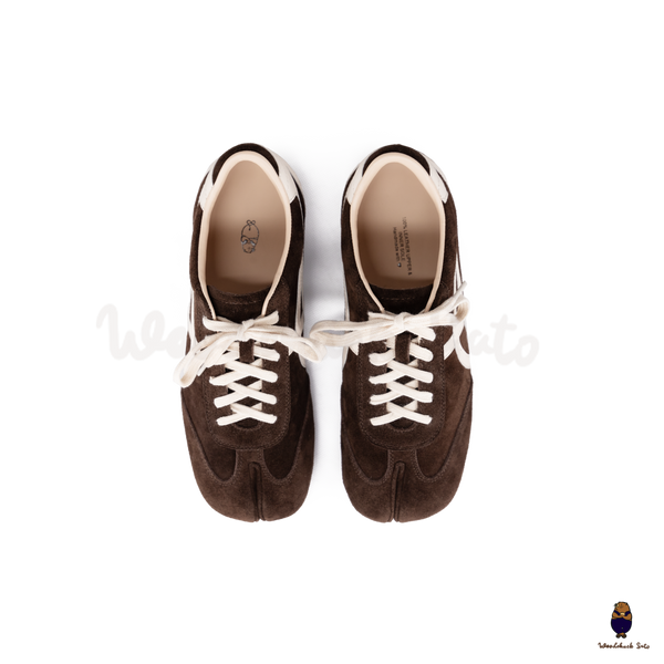 WoodchuckSato Dark Brown Suede German Trainer Tabi Split Toe Shoes