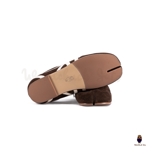 WoodchuckSato Dark Brown Suede German Trainer Tabi Split Toe Shoes