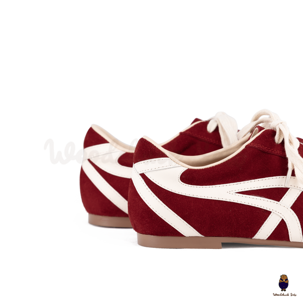 WoodchuckSato Wine Red Suede German Trainer Tabi Split Toe Shoes