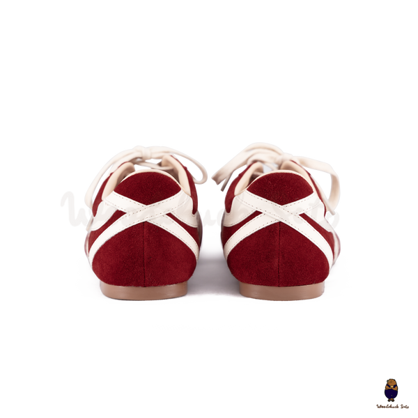 WoodchuckSato Wine Red Suede German Trainer Tabi Split Toe Shoes