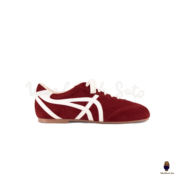 WoodchuckSato Wine Red Suede German Trainer Tabi Split Toe Shoes