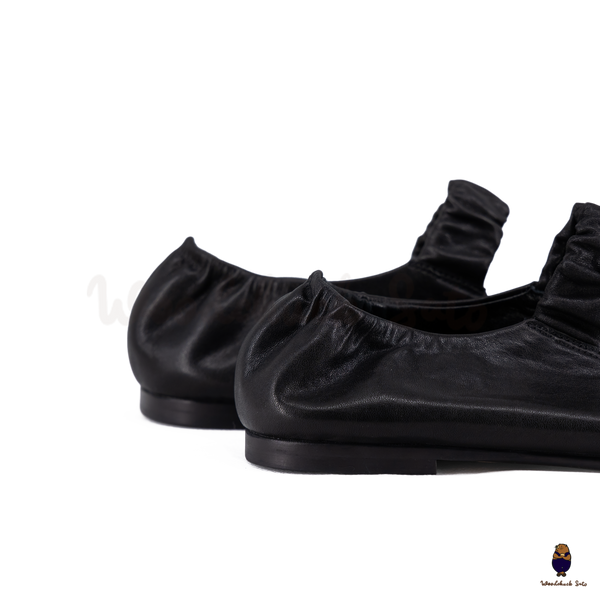 WoodchuckSato Black Sheep Leather Elastic Tabi Ballet Flats