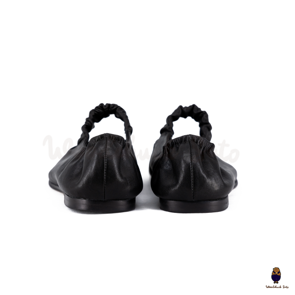 WoodchuckSato Black Sheep Leather Elastic Tabi Ballet Flats