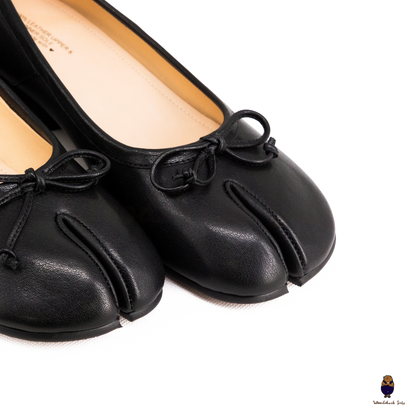 WoodChuckSato Women's Black Tabi Split-Toe Leather Mary Jane