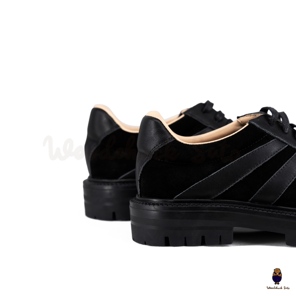 WoodchuckSato Black Leather & Suede Platform Tabi Lace-Up Shoes