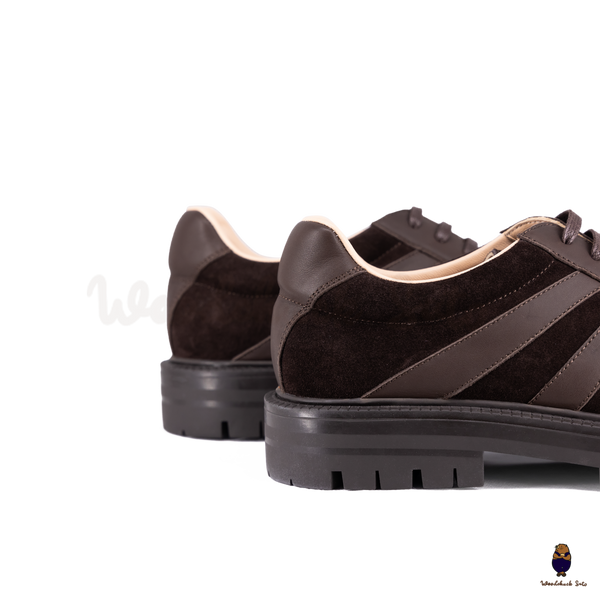 WoodchuckSato Dark Brown Leather & Suede Platform Tabi Lace-Up Shoes