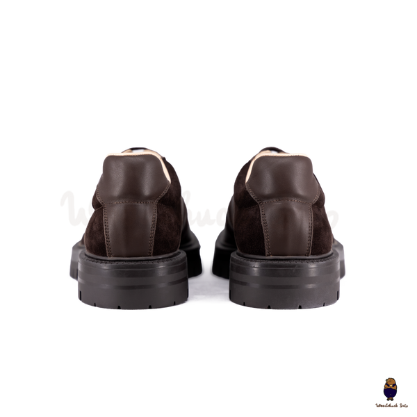 WoodchuckSato Dark Brown Leather & Suede Platform Tabi Lace-Up Shoes