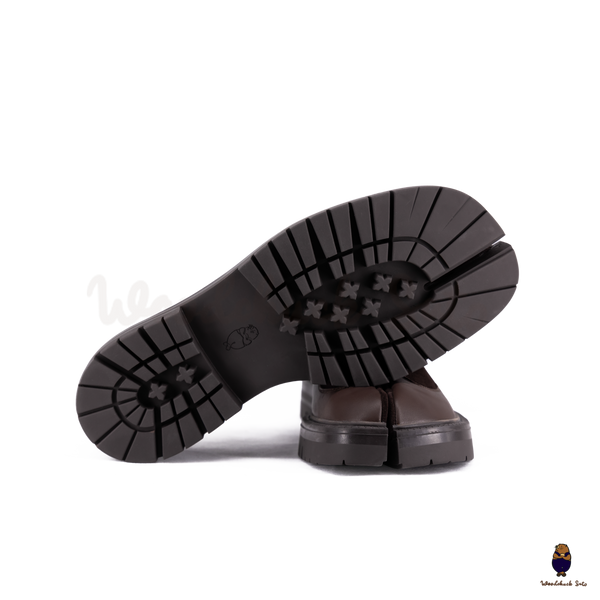 WoodchuckSato Dark Brown Leather & Suede Platform Tabi Lace-Up Shoes