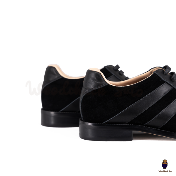 WoodchuckSato Black Leather & Suede Tabi Lace-Up Shoes