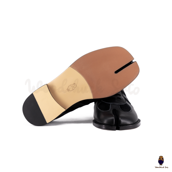 WoodchuckSato Black Leather & Suede Tabi Lace-Up Shoes