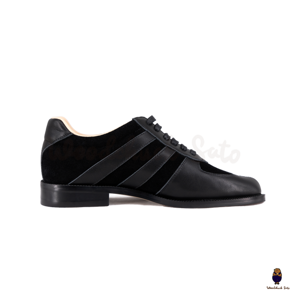 WoodchuckSato Black Leather & Suede Tabi Lace-Up Shoes