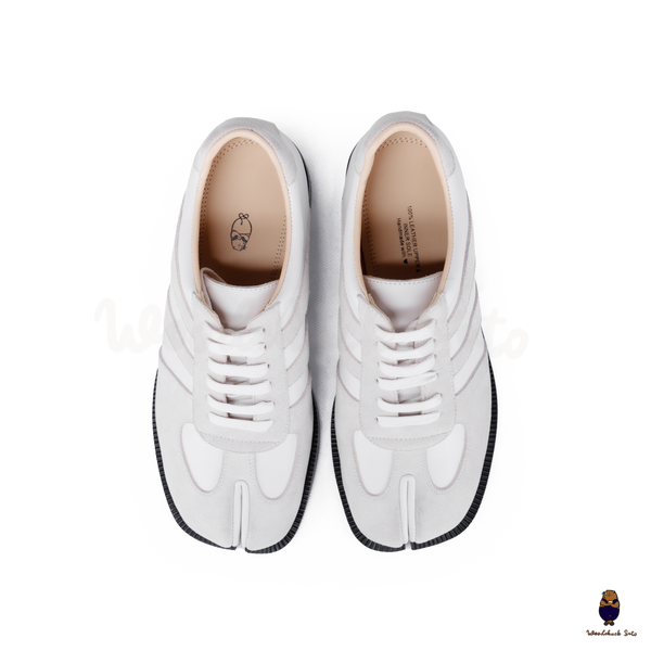 WoodchuckSato White Leather & Suede Tabi Lace-Up Shoes