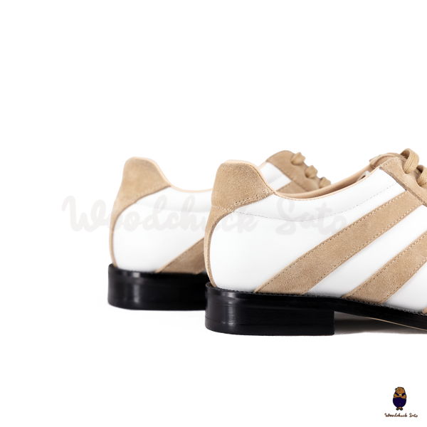 WoodchuckSato White Leather & Sand Suede Tabi Lace-Up Shoes