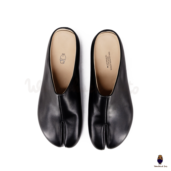 WoodchuckSato Black Grained Calf Leather Tabi Mule