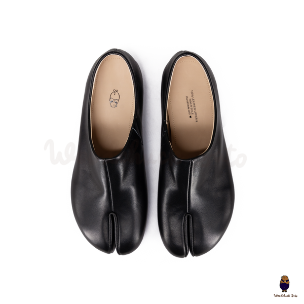 WoodchuckSato Black Grained Calf Leather Tabi Slip-On Shoes