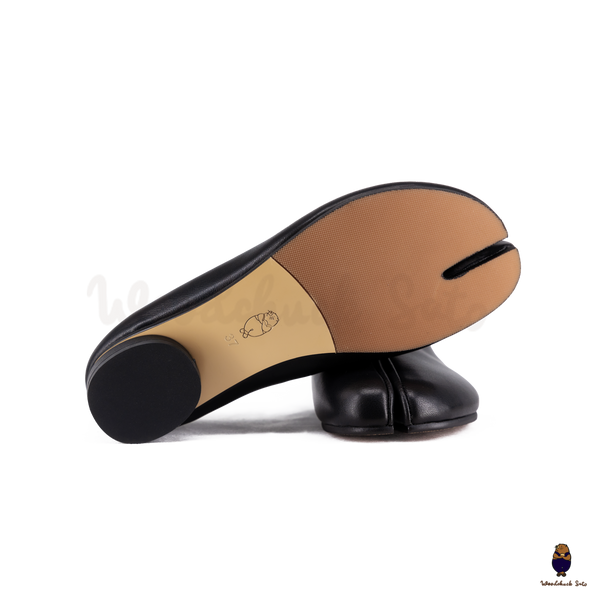 WoodchuckSato Black Grained Calf Leather Tabi Slip-On Shoes