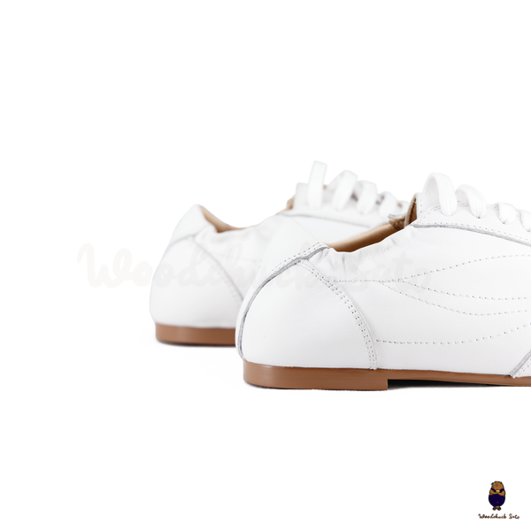 WoodchuckSato White Cow Leather German Trainer Tabi Sneakers