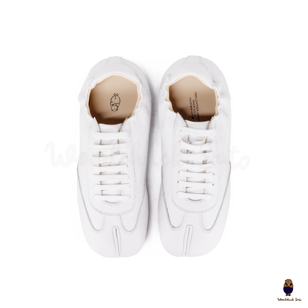 WoodchuckSato White Cow Leather German Trainer Tabi Sneakers