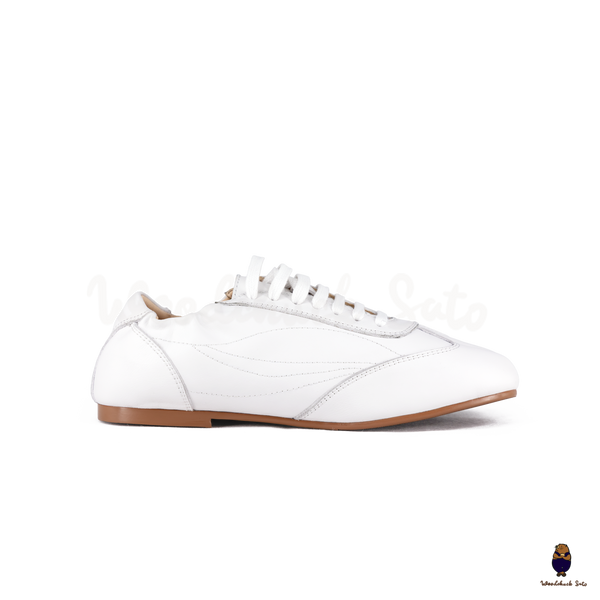 WoodchuckSato White Cow Leather German Trainer Tabi Sneakers