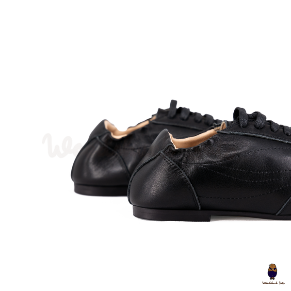 WoodchuckSato Black Cow Leather German Trainer Tabi Sneakers