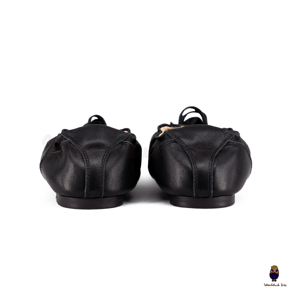 WoodchuckSato Black Cow Leather German Trainer Tabi Sneakers