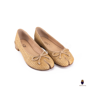 Woodchuck Sato Woven Tabi Ballet Flats, Nude Bow Straw Tabi Ballet Flats