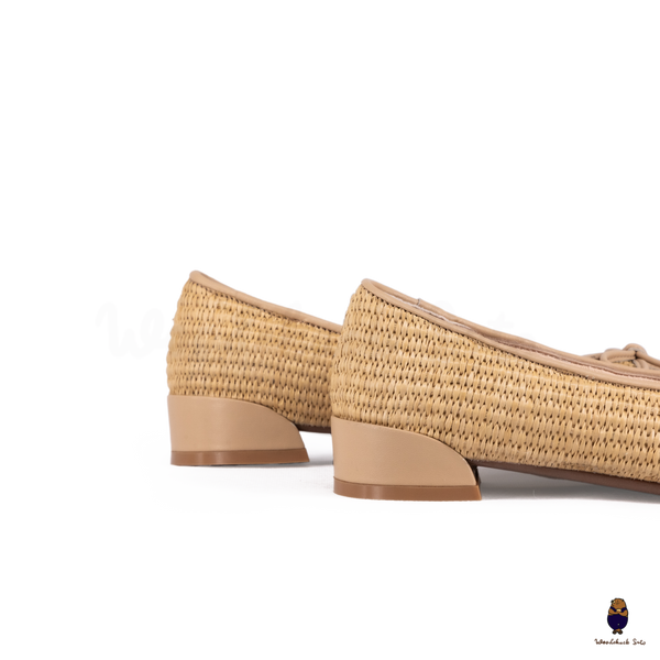 Woodchuck Sato Woven Tabi Ballet Flats, Nude Bow Straw Tabi Ballet Flats