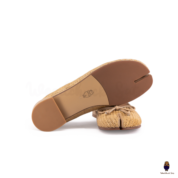Woodchuck Sato Woven Tabi Ballet Flats, Nude Bow Straw Tabi Ballet Flats