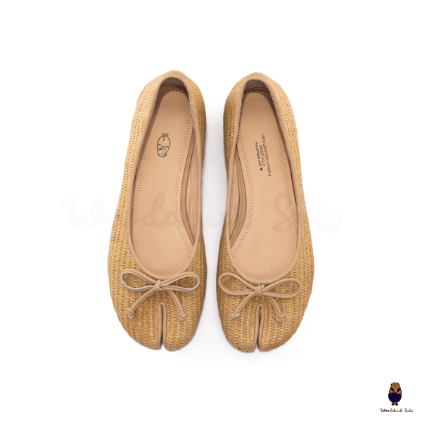 Woodchuck Sato Woven Tabi Ballet Flats, Nude Bow Straw Tabi Ballet Flats