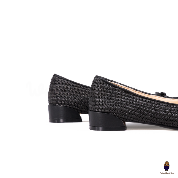 Woodchuck Sato Woven Tabi Ballet Flats, Black Bow Straw Tabi Ballet Flats